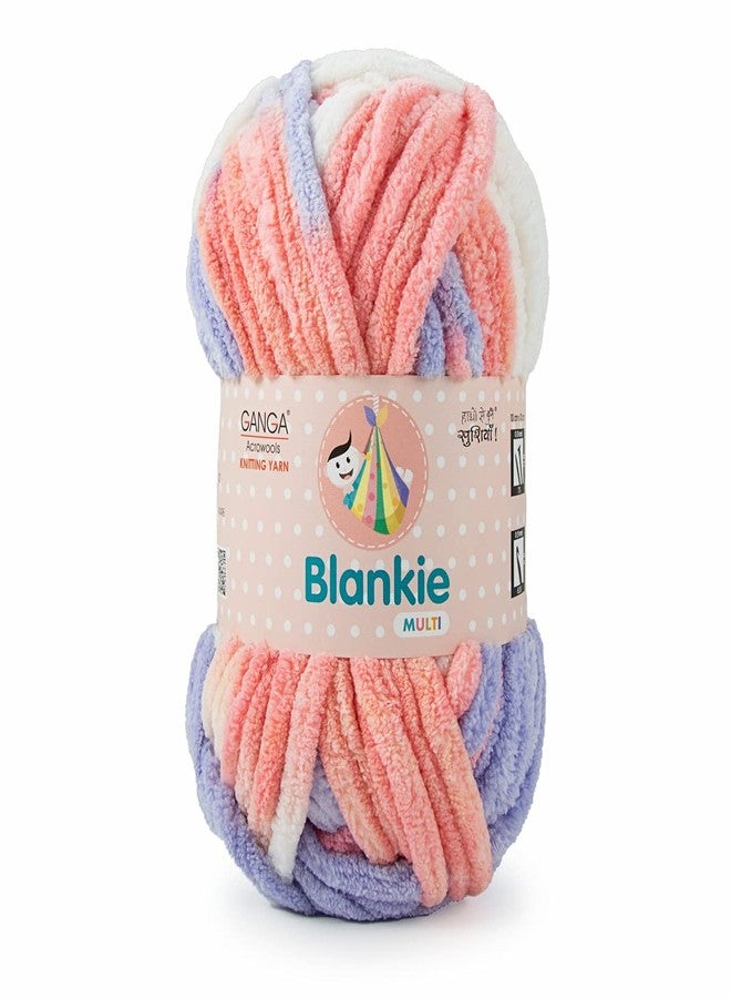 GANGA Acrowools خيوط جانجا أكروولز بلانكي ملتي هي خيوط شينيل فائقة النعومة متعددة الألوان لا تتساقط. حاصلة على شهادة Oeko-Tex من الفئة 1. آمنة للأطفال. عبوة من كرتين - 100 غرام لكل كرة. (Blm008) - Image 1